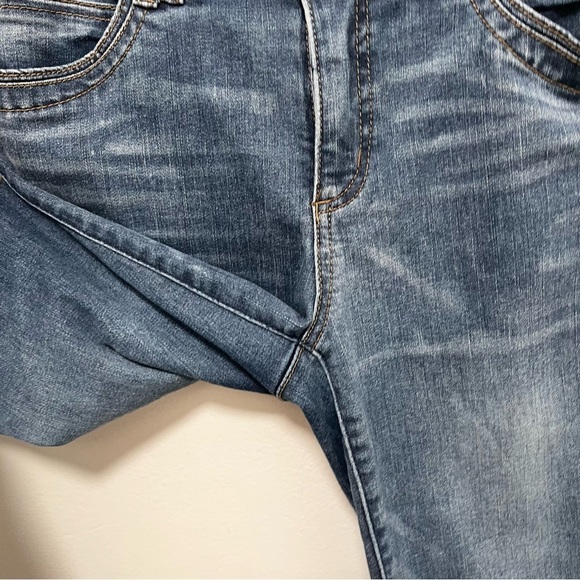 DEMOCRACY AB Technology Distressed Medium Wash Raw Hem Skinny Jeans Size 8 - Picture 4 of 11